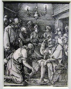Christus wast de voeten van de discipelen uit de Kleine Passie